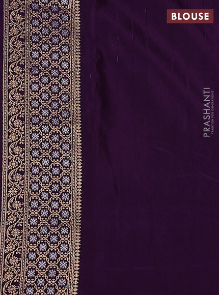 Semi raw silk saree lavender shade and purple with silver & gold zari woven buttas and zari woven border