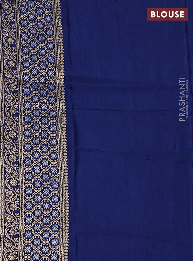 Semi raw silk saree blue shade and blue with silver & gold zari woven buttas and zari woven border