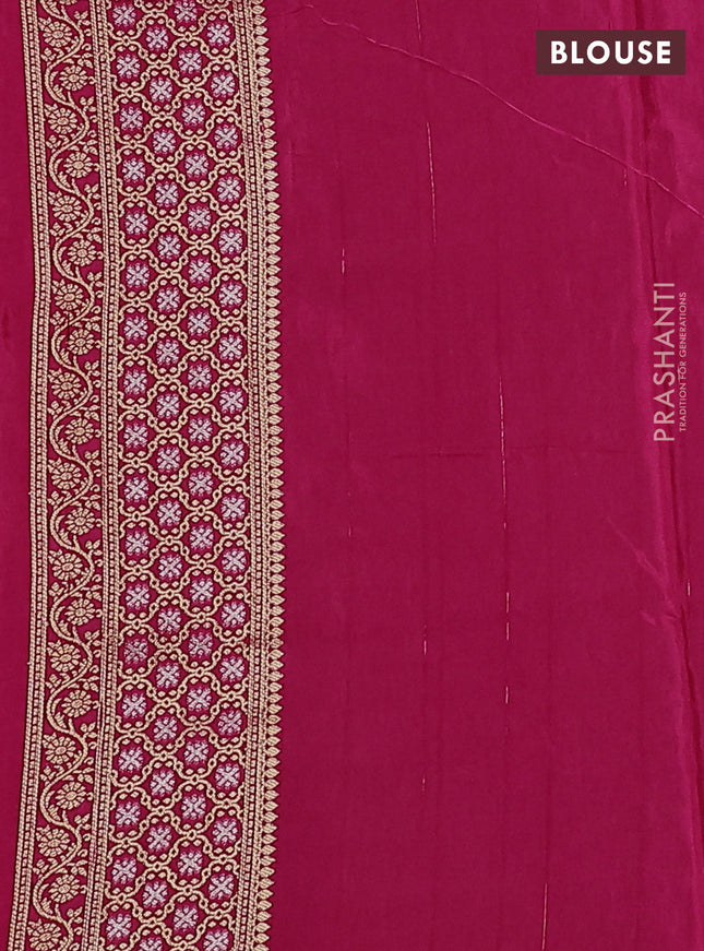 Semi raw silk saree light pink and pink with silver & gold zari woven buttas and zari woven border