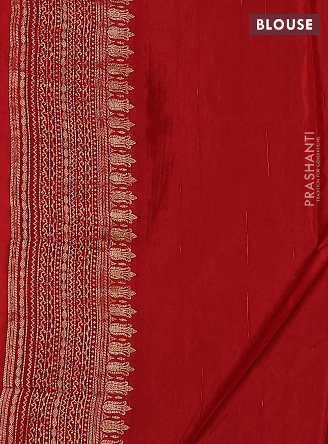 Semi raw silk saree black and maroon with silver & gold flower zari woven buttas and zari woven border