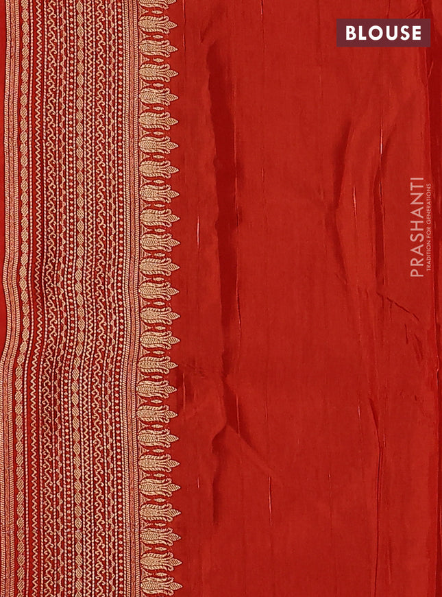 Semi raw silk saree pink and orange with silver & gold flower zari woven buttas and zari woven border