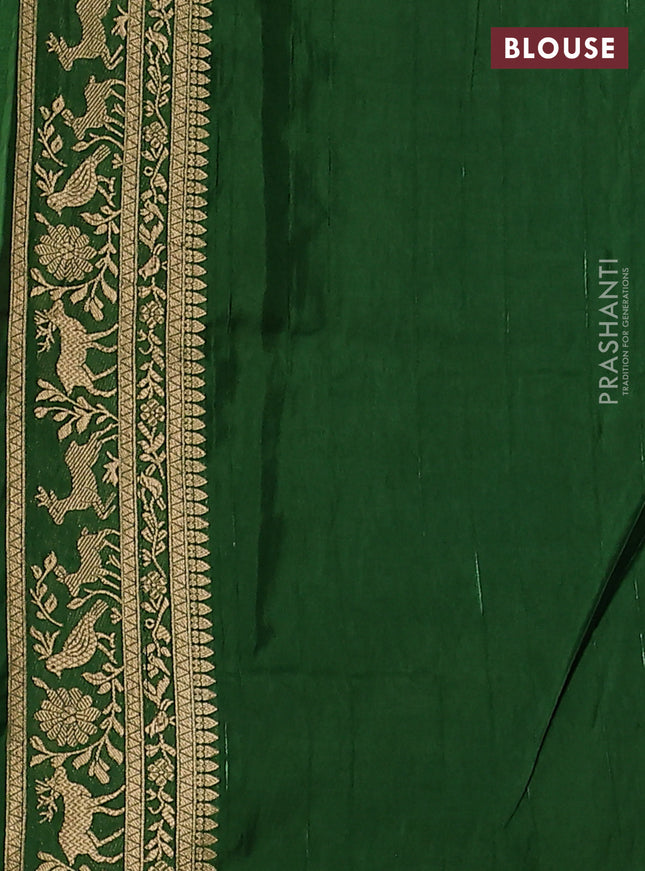 Semi raw silk saree purple and sap green with zari woven buttas and zari woven border