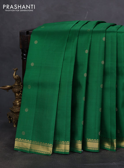 Pure kanchipuram silk saree green with zari woven buttas and rich zari woven border
