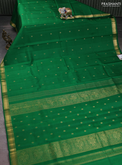 Pure kanchipuram silk saree green with zari woven buttas and rich zari woven border