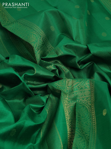 Pure kanchipuram silk saree green with zari woven buttas and rich zari woven border