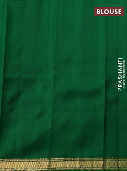 Pure kanchipuram silk saree green with zari woven buttas and rich zari woven border