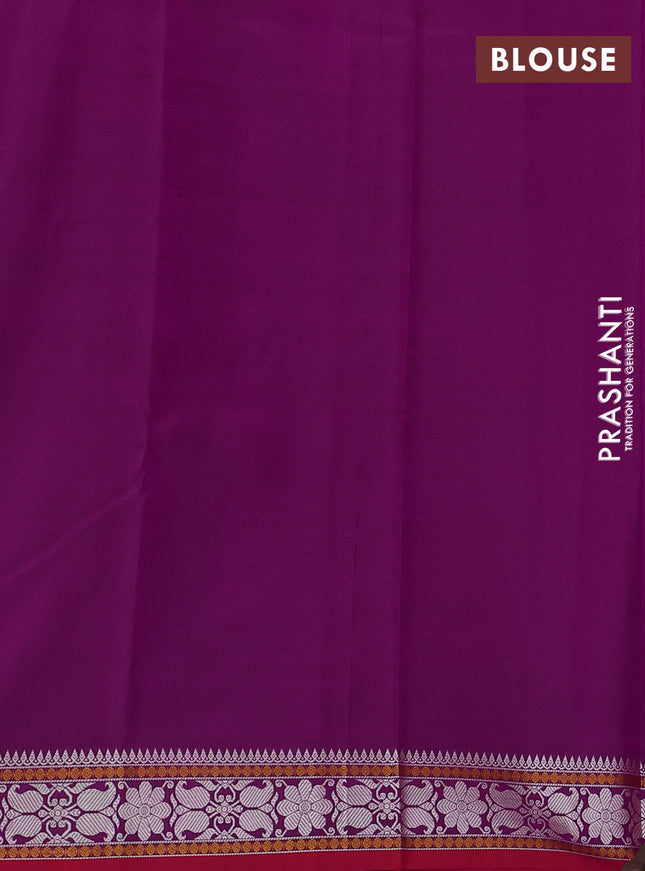Pure kanchipuram silk saree purple and pink with thread woven buttas and thread woven border