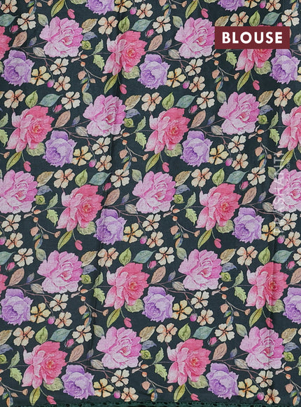 Semi raw silk saree green with allover mirror work and lace work border