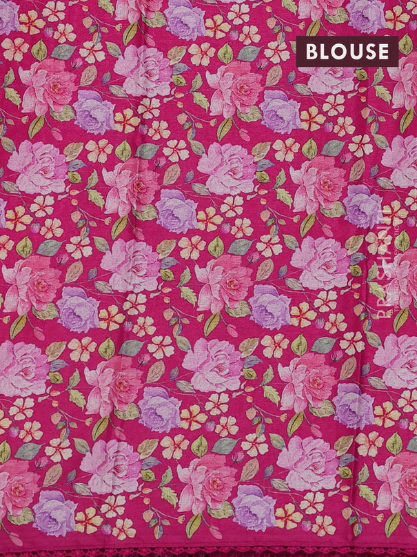 Semi raw silk saree pink with allover mirror work and lace work border