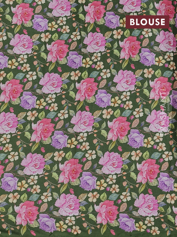 Semi raw silk saree light green with allover mirror work and lace work border