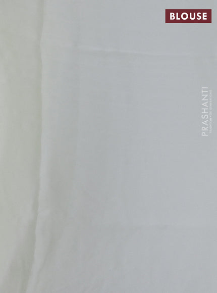 Satin Organza saree off white with plain body and floral design cut work border