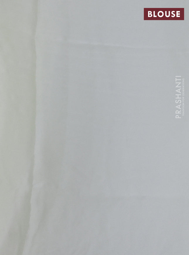 Satin Organza saree off white with plain body and floral design cut work border