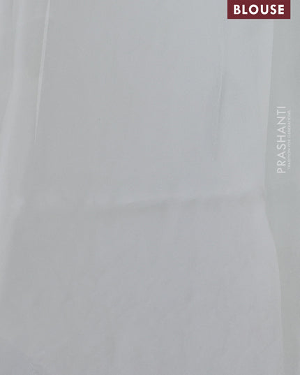 Satin Organza saree off white with plain body and floral design cut work border