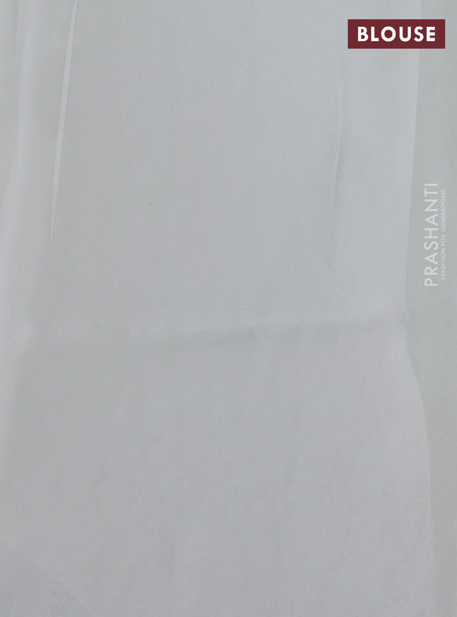 Satin Organza saree off white with plain body and floral design cut work border