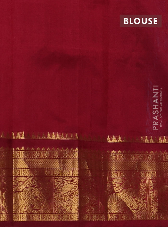 Kuppadam silk cotton saree cs blue and maroon with allover lakshadeepam weaves and temple design zari woven border