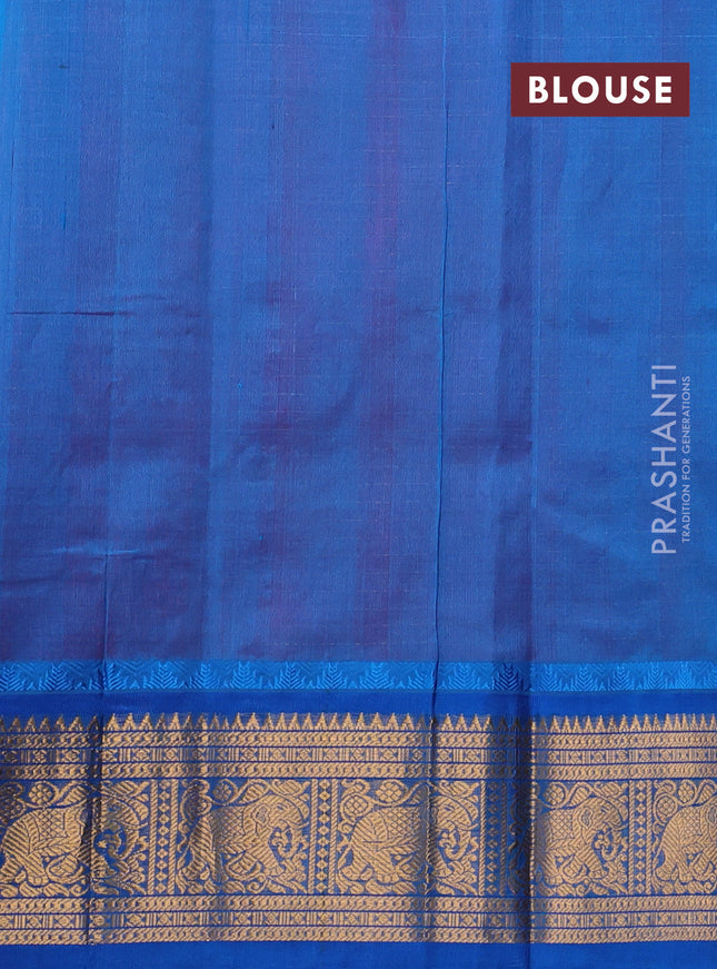 Kuppadam silk cotton saree dual shade of pink and cs blue with allover lakshadeepam weaves and temple design zari woven border