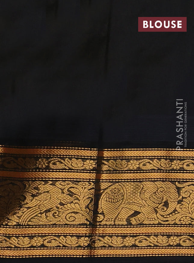 Kuppadam silk cotton saree lime yellow and black with allover vairosi pattern & zari buttas and temple design zari woven border