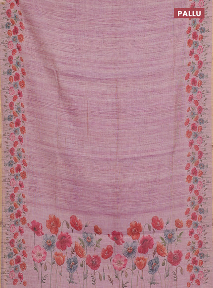 Linen cotton saree pink shade with plain body and digital printed border