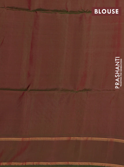 Kanchipuram silk saree red and dual shade of green with zari woven buttas and rettapet zari woven border