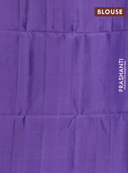 Kanchipuram silk saree teal blue and lavender with zari woven buttas and zari woven butta border