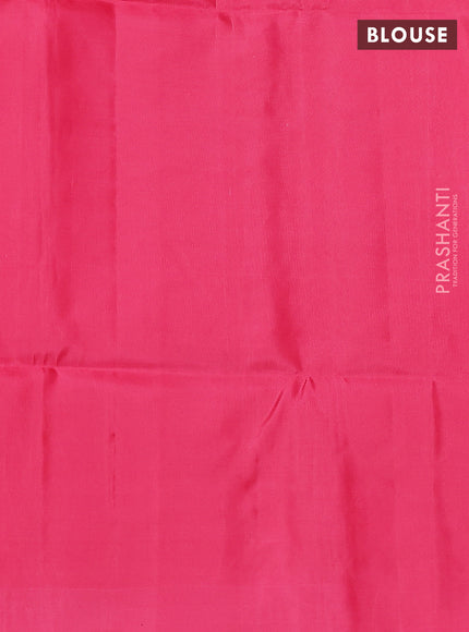 Kanchipuram silk saree dual shade of mehendi green and pink with zari woven buttas and zari woven butta border