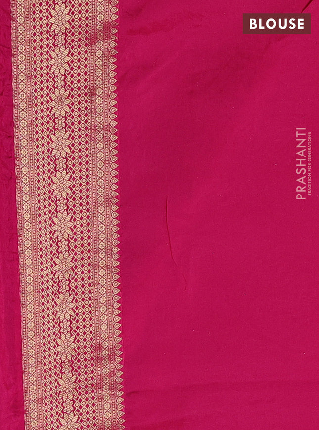 Crepe silk saree pink with allover bandhani mina weaves & sequin work and zari woven border