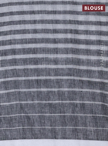 Pure linen saree off white and black with half & half style and border less style