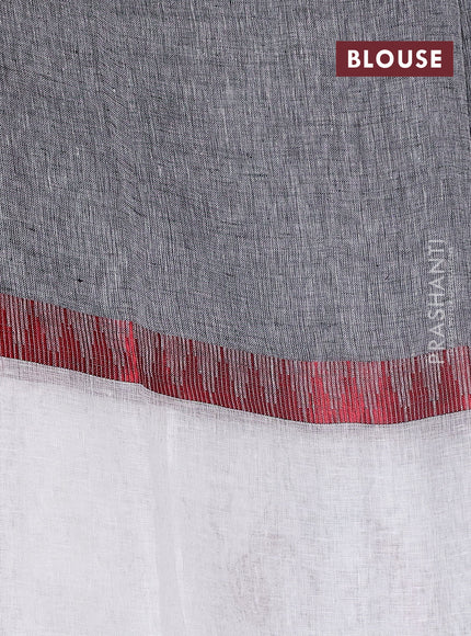 Pure linen saree off white and black with half & half style and border less style