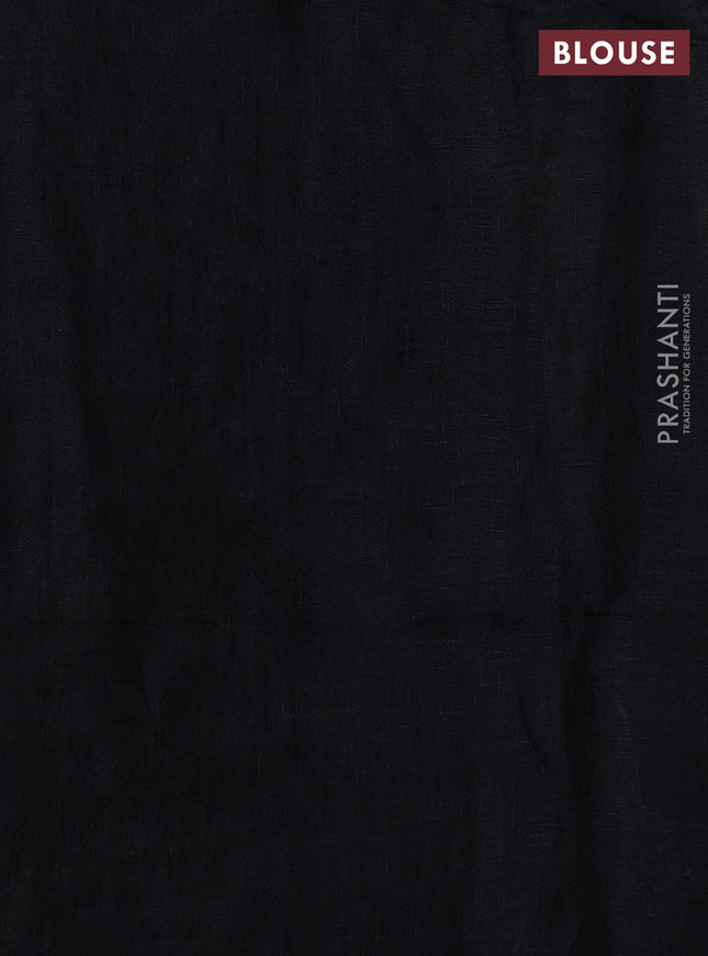 Pure linen tissue saree black grey and gold with allover stripe pattern in borderless style