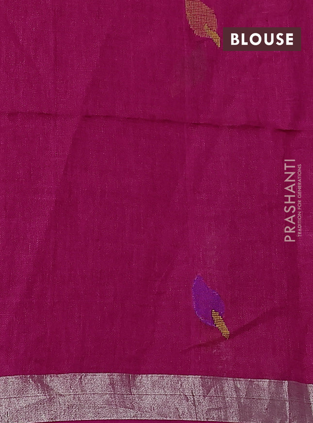 Pure linen saree pink with thread woven buttas and jamdhani pallu