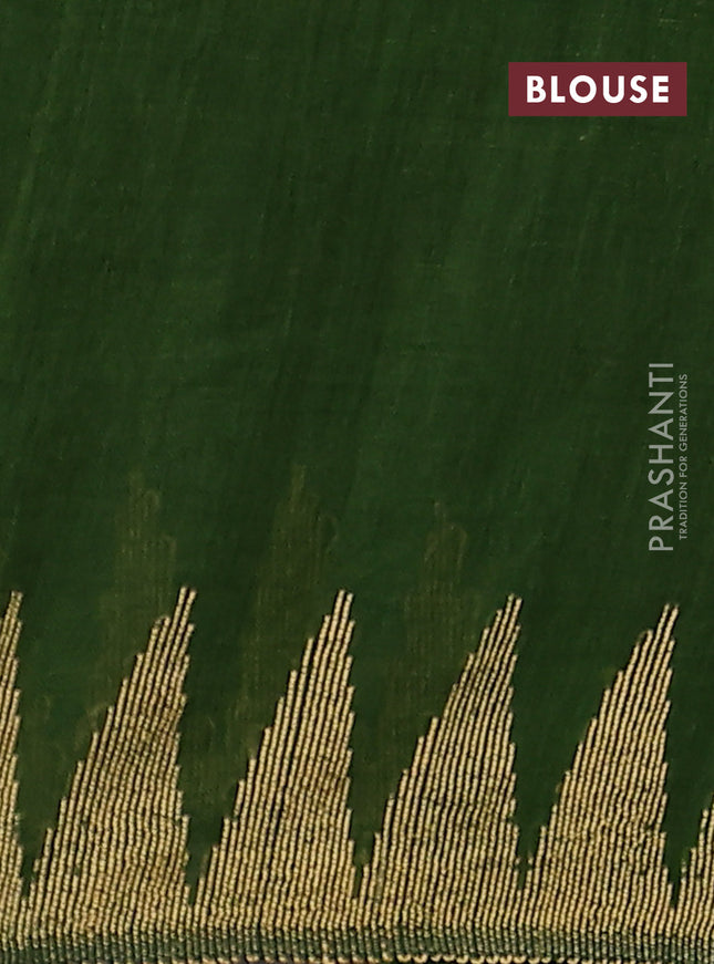 Pure linen saree sap green with plain body and thread weaving pallu