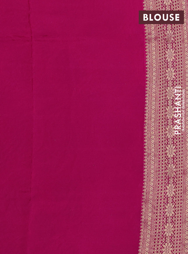 Crepe silk saree pink with allover mina weaves & sequin work and zari woven border