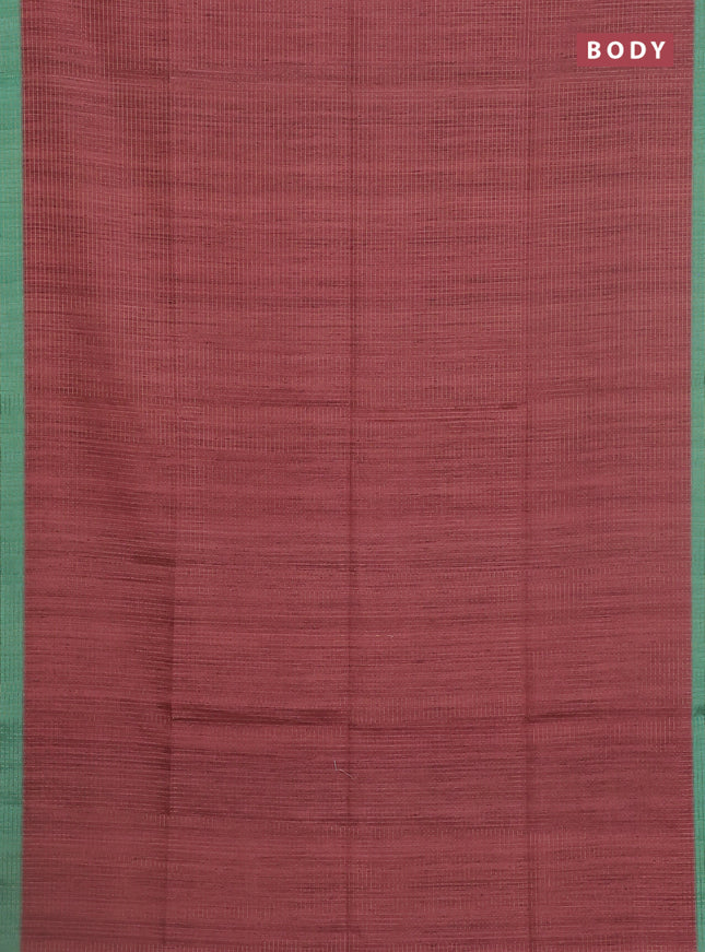 Chappa saree maroon and teal green with allover zari checked pattern and madhubani printed pallu