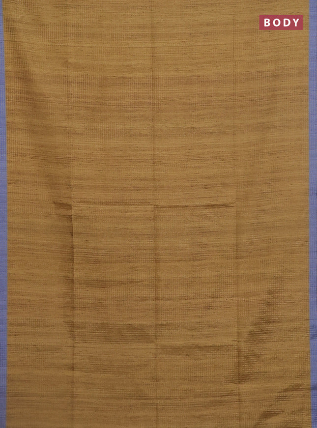 Chappa saree mustard yellow and blue with allover zari checked pattern and madhubani printed pallu