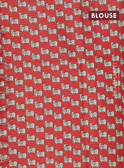 Chappa saree mustard yellow and red with allover zari checked pattern and printed pallu
