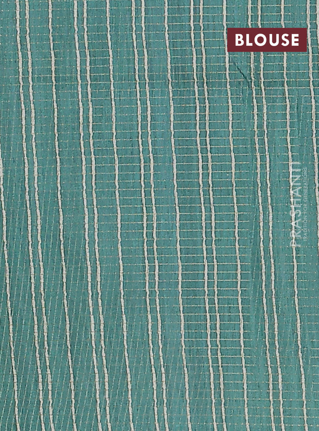 Chappa saree dark military green and green with allover zari checked pattern and printed pallu