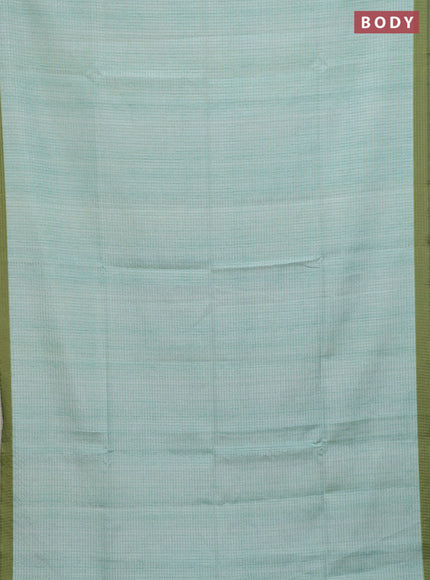 Chappa saree teal green and light green with allover zari checked pattern and madhubani printed pallu