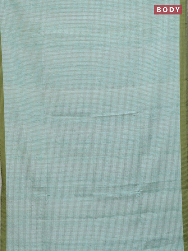 Chappa saree teal green and light green with allover zari checked pattern and madhubani printed pallu