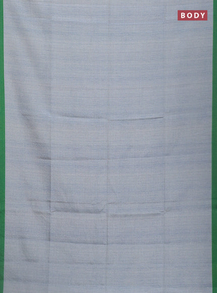 Chappa saree greyish blue and green with allover zari checked pattern and madhubani printed pallu