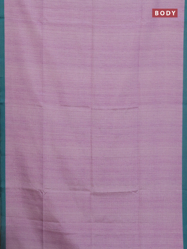 Chappa saree lavender and teal blue with allover zari checked pattern and madhubani printed pallu