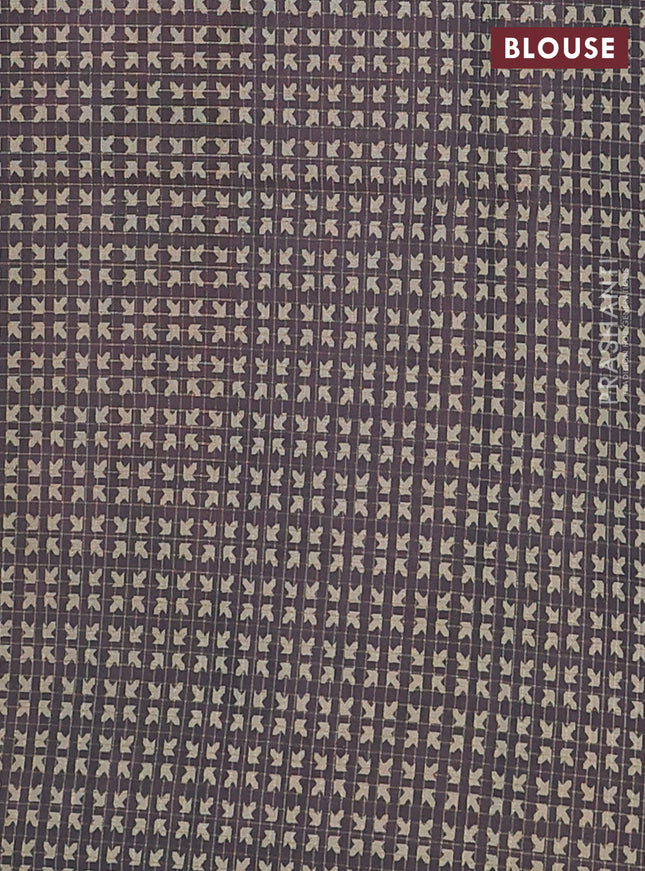 Chappa saree light pink and black with allover zari checked pattern and printed pallu