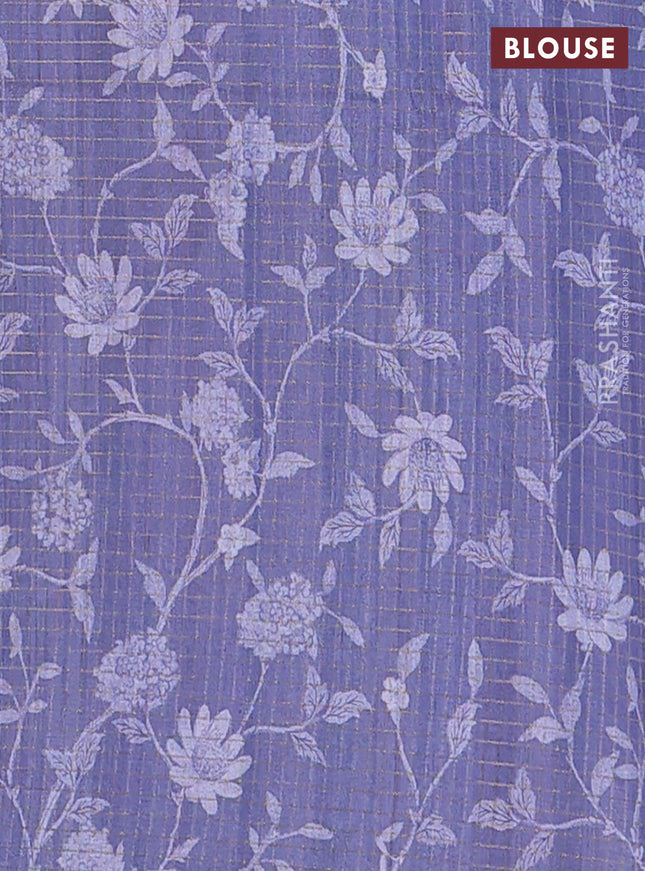 Chappa saree mehendi green and lavender with allover zari checked pattern & digital prints and printed pallu