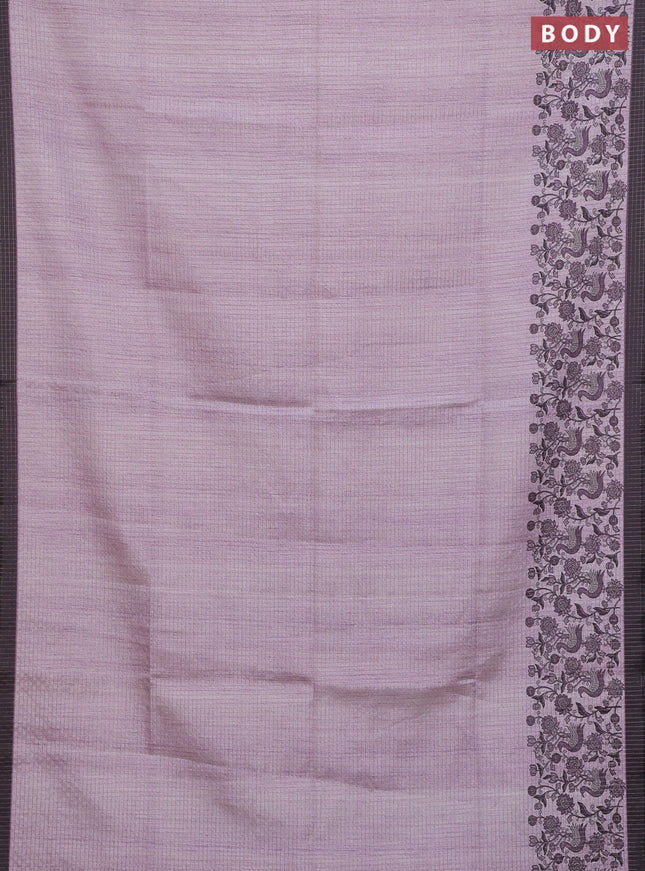 Chappa saree pastel pink and deep wine shade with allover zari checked pattern and printed pallu
