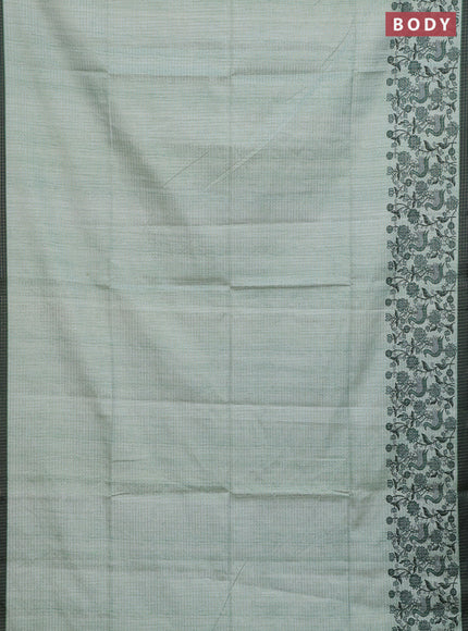 Chappa saree pastel green and bottle green with allover zari checked pattern and printed pallu