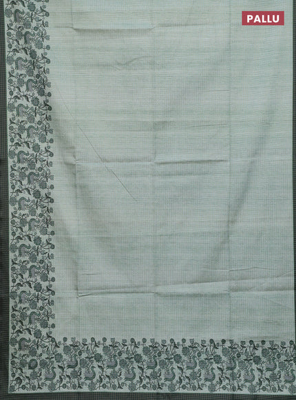 Chappa saree pastel green and bottle green with allover zari checked pattern and printed pallu