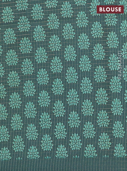 Chappa saree pista green and bottle green with allover zari checked pattern and printed pallu