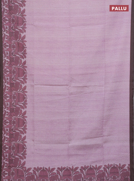 Chappa saree pastel pink and coffee brown with allover zari checked pattern and printed pallu