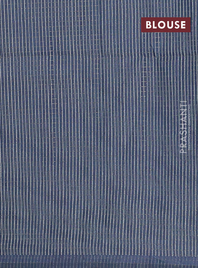 Chappa saree pastel brown and grey with allover zari checked pattern and long geometric printed border