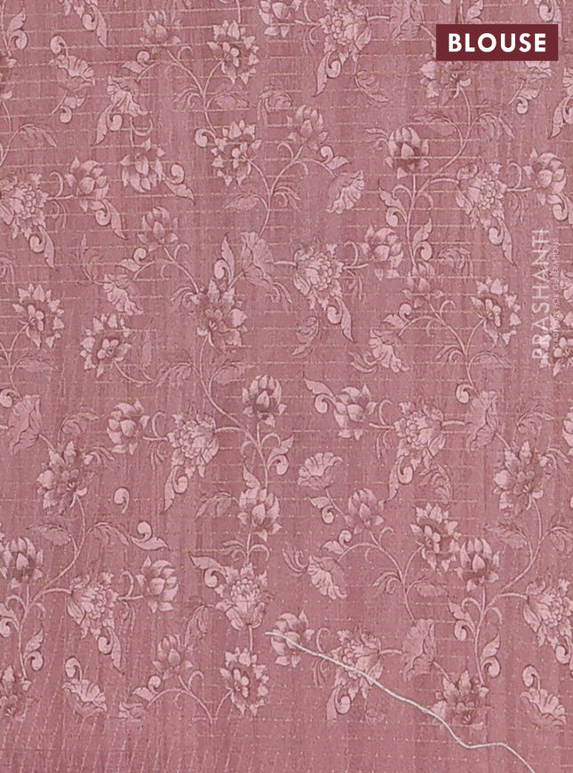 Chappa saree mehendi green and pastel brown with allover zari checked pattern & digital prints and printed pallu