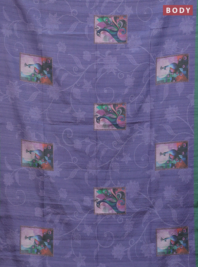 Chappa saree lavender and green with allover zari checked pattern & digital prints and printed pallu
